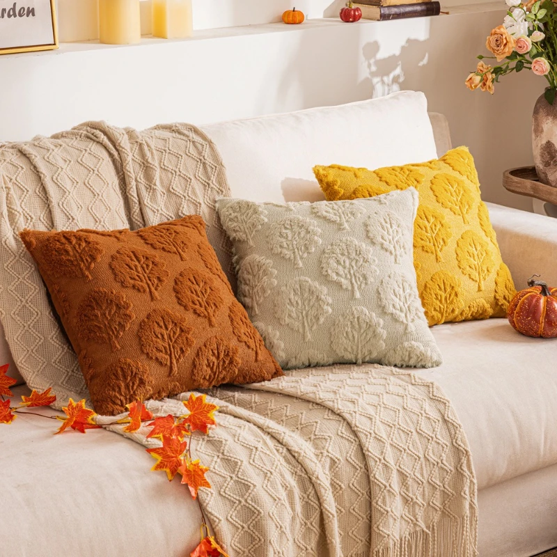 45X45/50X50CM Autumn Throw Pillow Cover Plush Squirrel Stamping Waist Cushion Cover Decor Home Decorative Pillowcase