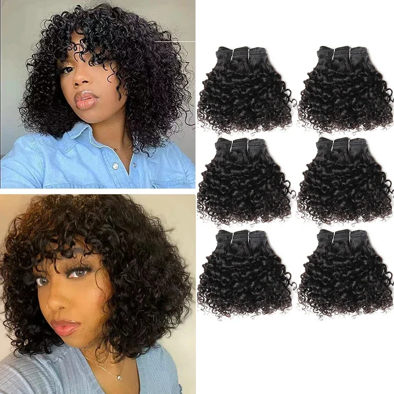 Short Ombre Blonde Kinky Curly Human Hair Bundles Brazilian Hair Weave Curly Hair Bundles T1B27 Blonde Human Hair Extensions