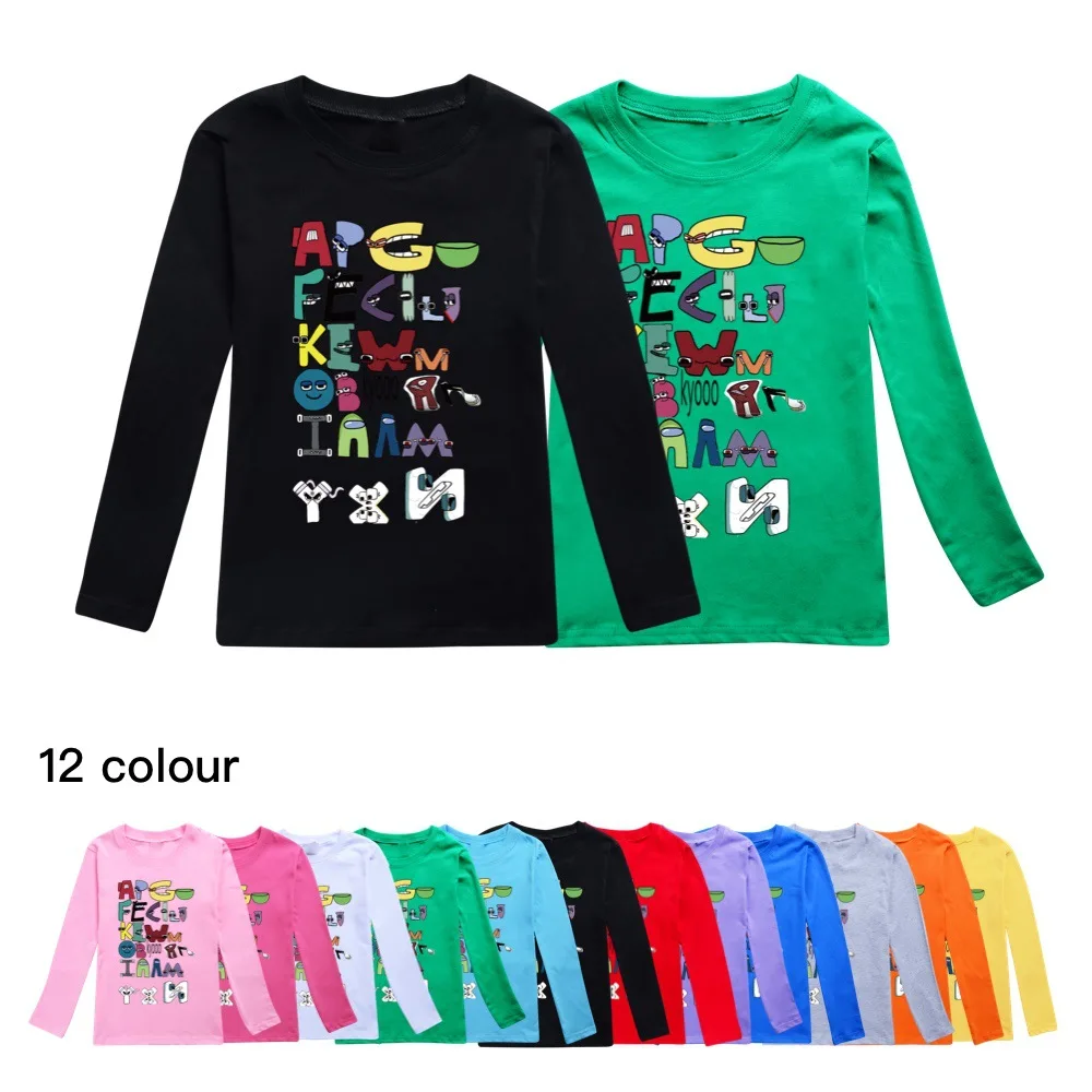 

New Kids Alphabet Lore Sweatshirt Baby Boys Casual Long Sleeve Cotton Print O-neck T-shirtFor Girls Children Toddlder Tops