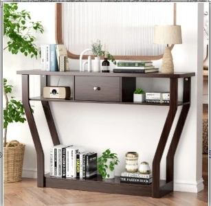 

47'' Console Table with Storage Drawer and Shelves, Narrow Sofa Table, Accent Foyer Table, Entryway Table for Hallway