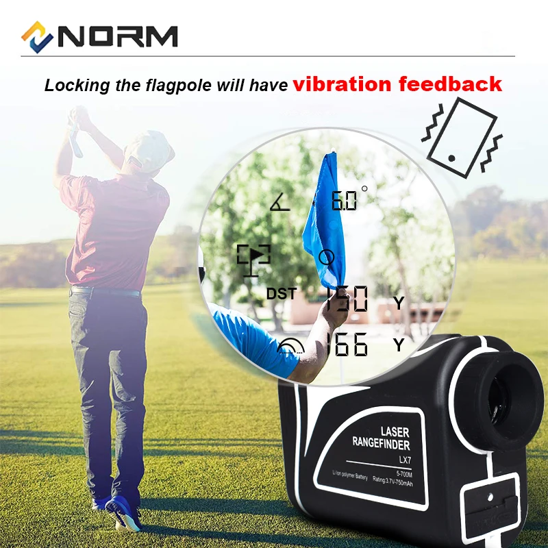 NORM LX7 Golf Laser Distance Meter Golf RangeFinder with Slope Trajectory Compensation