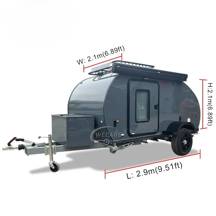 Wecare mini off-road teardrop caravan australian standard tiny overland rv teardrop camper trailer with rooftop for sale