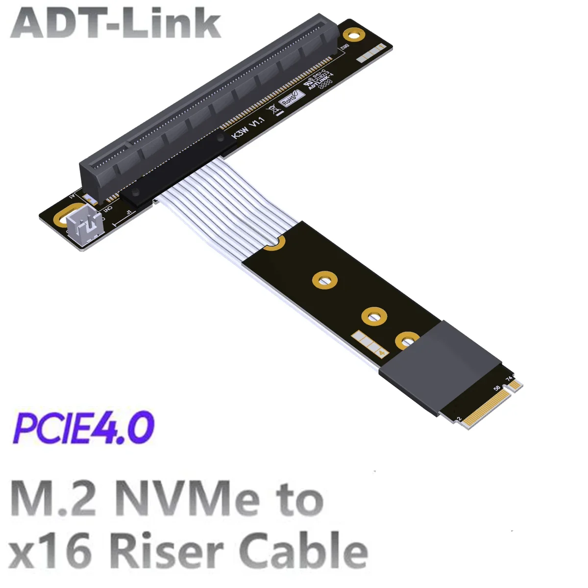 

K43DT PCI-E 4.0 16x Riser Card M.2 NGFF NVMe Key M to PCIe x16 Extension Cable Gen4 SATA Power Cable 64G/bps STX Extender Jumper