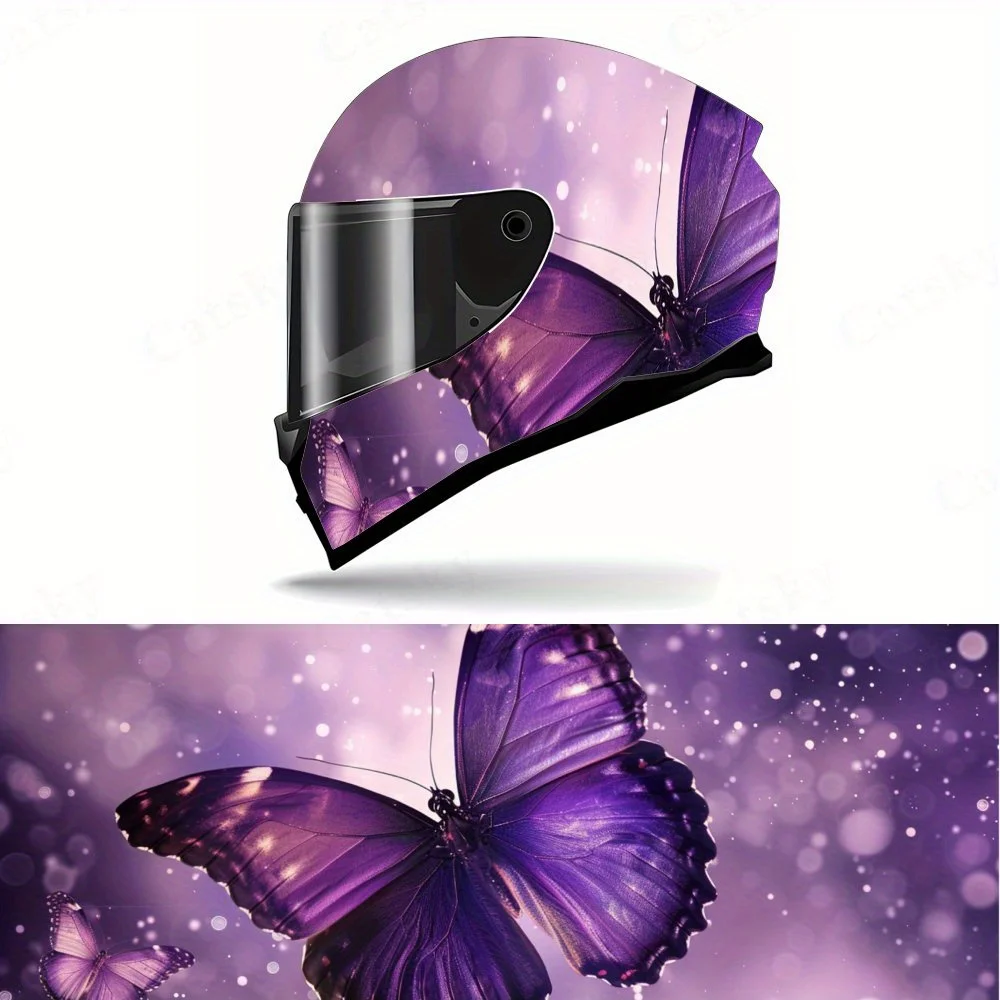 

Artistic magical fantasy purple butterfly Full helmet Wrap Sticker Motorcycle helmet Racing graphic Decal Vinyl wrap helmet deca