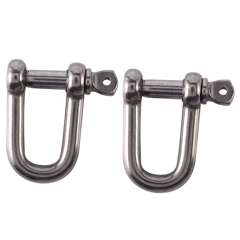 2X M6x38mm Straight D-Shackle, Short, Stainless Steel AISI 316