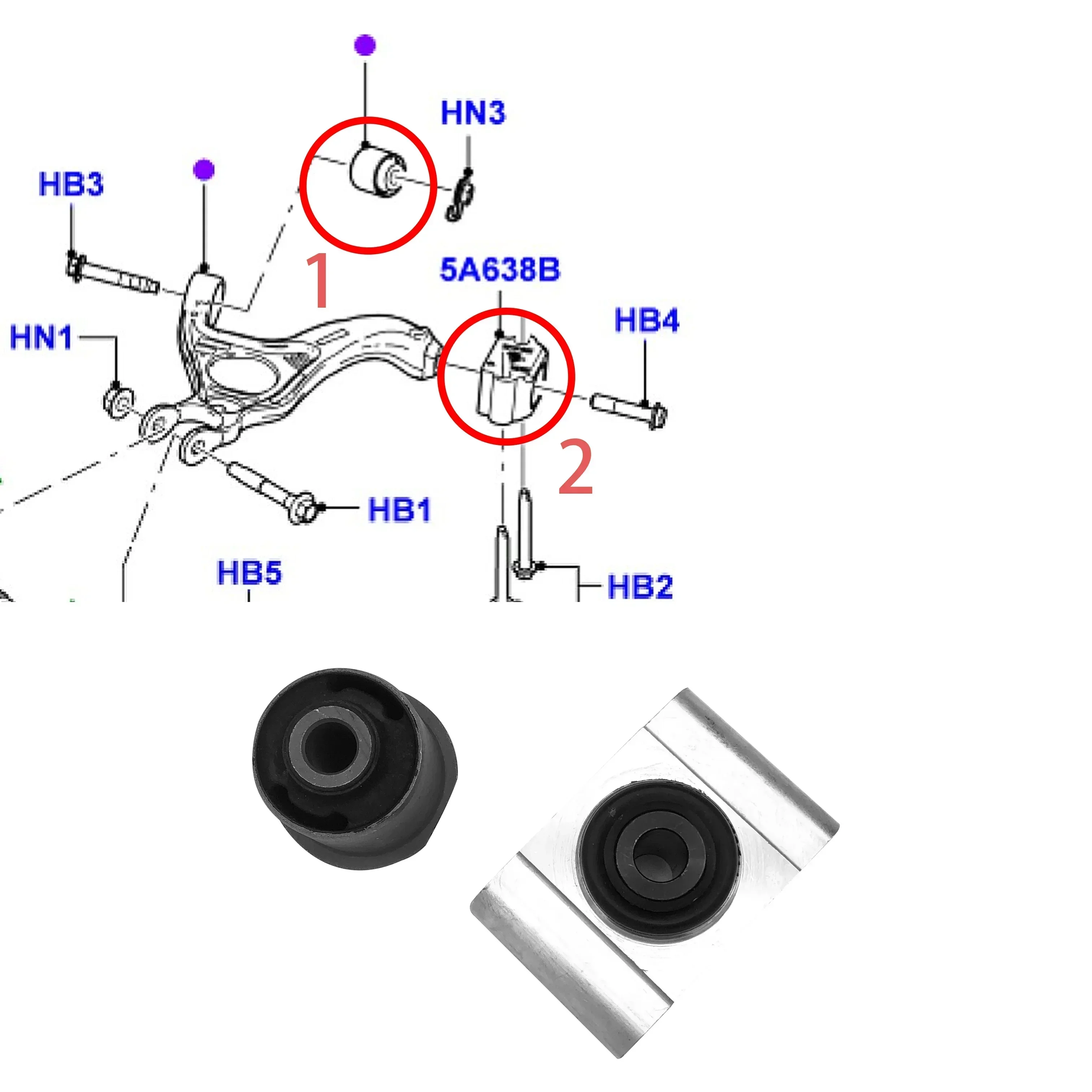 Front Upper Left Right Control Arm Balljoint rubber bushing For Ford EXPLORER  CB5Z5A638A  DE9Z5500A DE9Z5500B