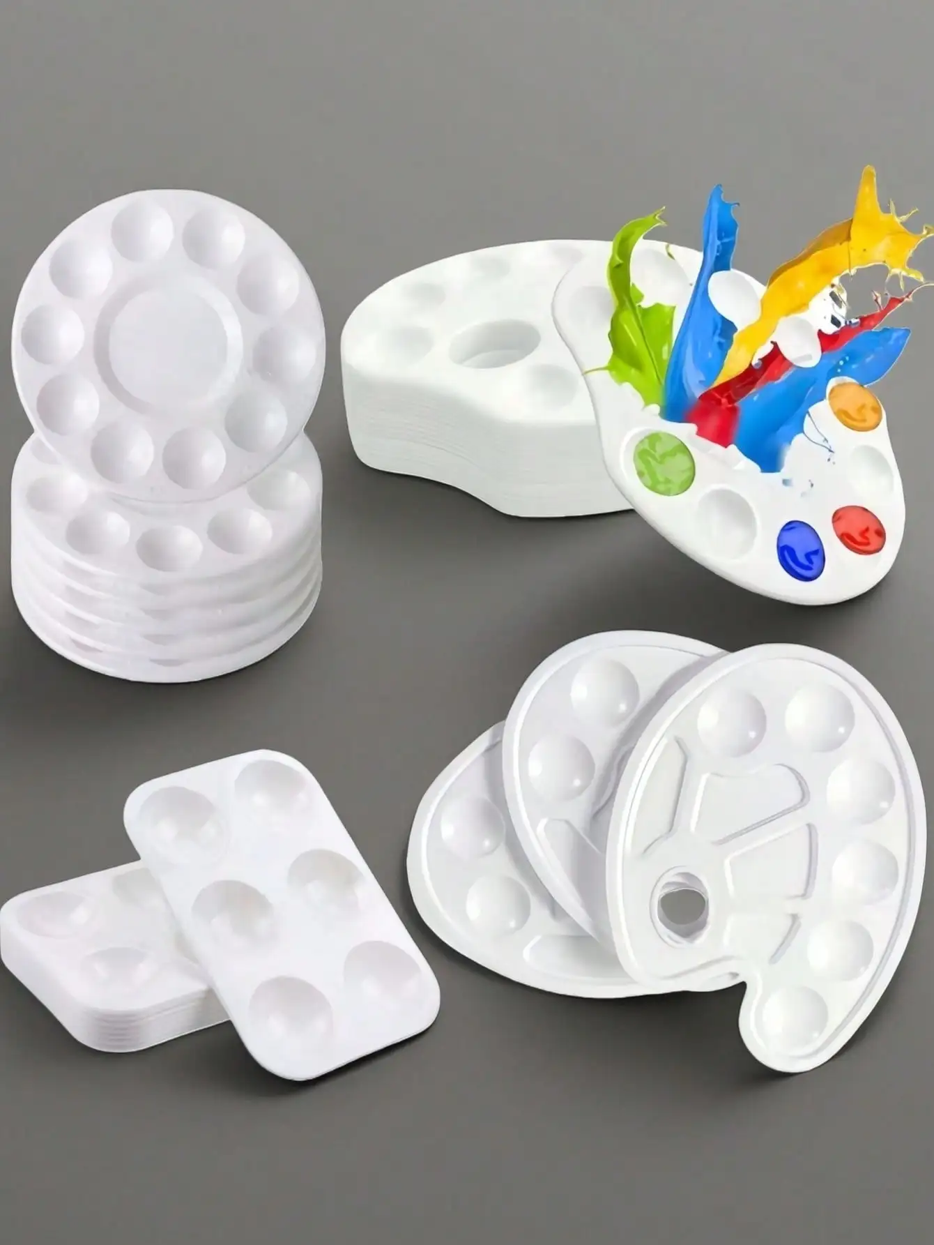 

8pcs White Plastic Paint Tray Palettes – Watercolor Palette for DIY Craft & Art Painting