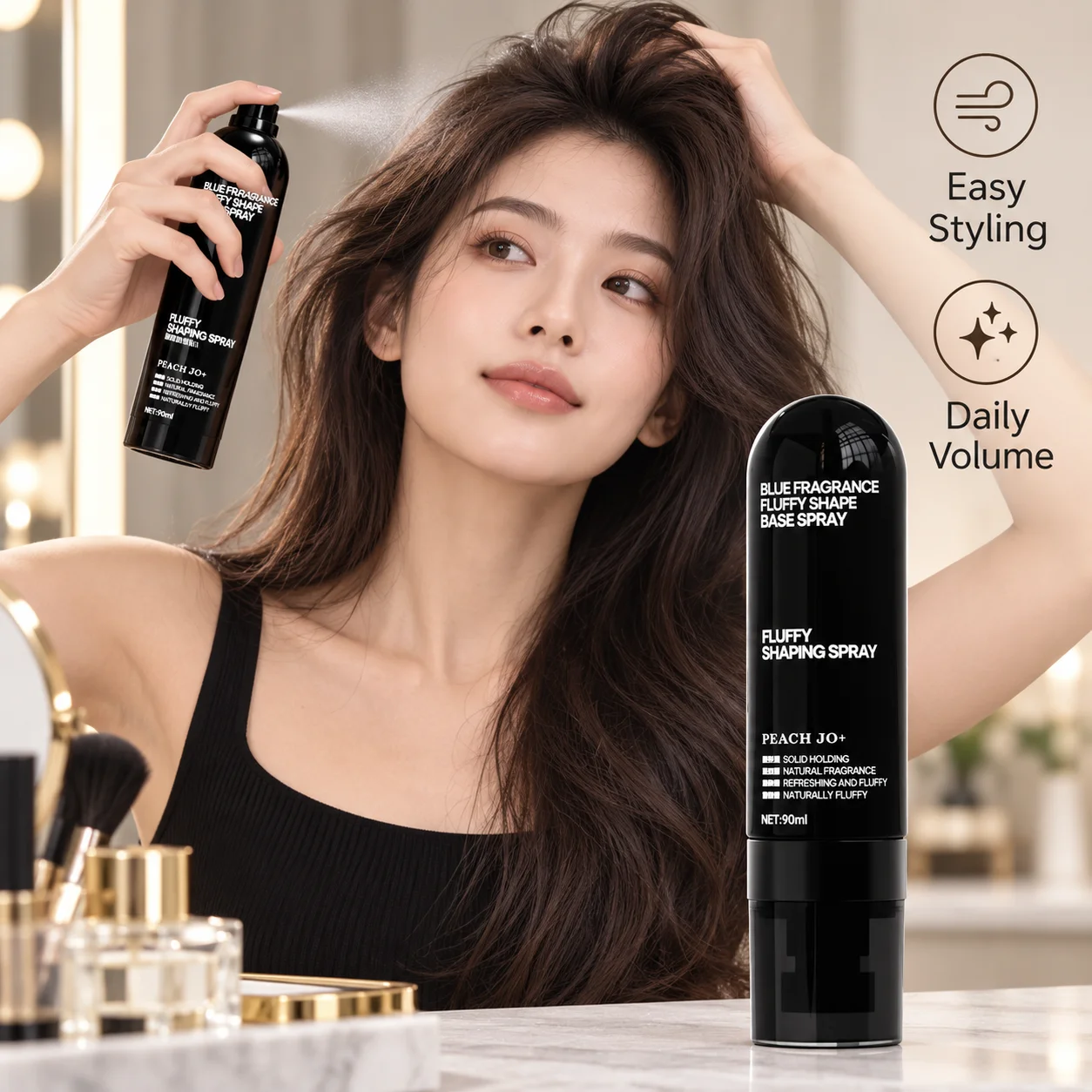 Peach Scented Hair Styling Spray 90ml For Airy Volume And Lasting Shape With A Lightweight Feel For Naturally Full Looking Hair
