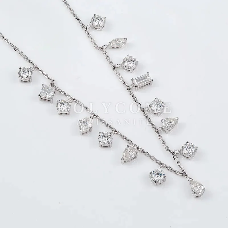 

2024 soecial style fancy cut white moissanite 18k solid gold women necklace custom moissanite necklace for fashion style jewelry