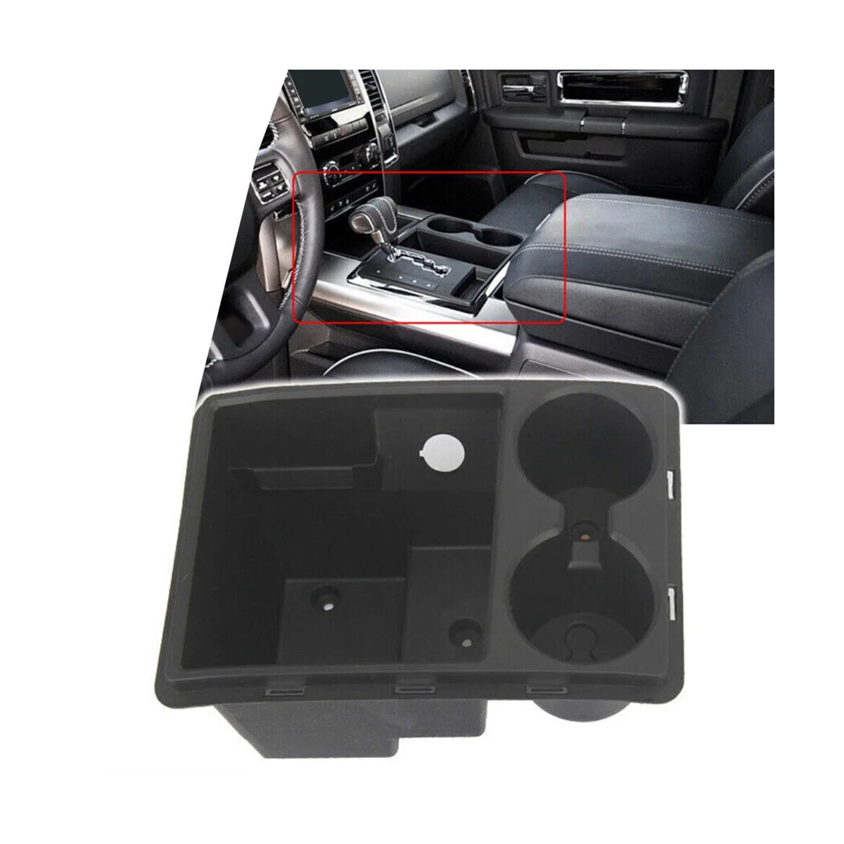 Car Central Armrest Box with Cup Holder for Dodge RAM 2010-2016 1QR15DX9AA Car