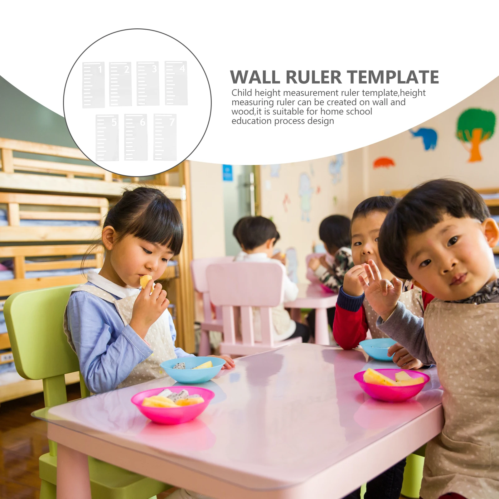7pcs s Height Ruler Template Wall Decor Stencil Growth Chart Measuring Flexible Washable Reusable PET Material