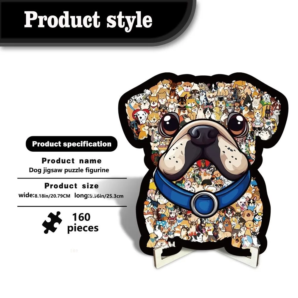 

Набор из 160 деталей: пазл в форме собаки в цветах Моранди, макаронных оттенках, с милыми фигурками собак, разрезанные по частям, для сборки.