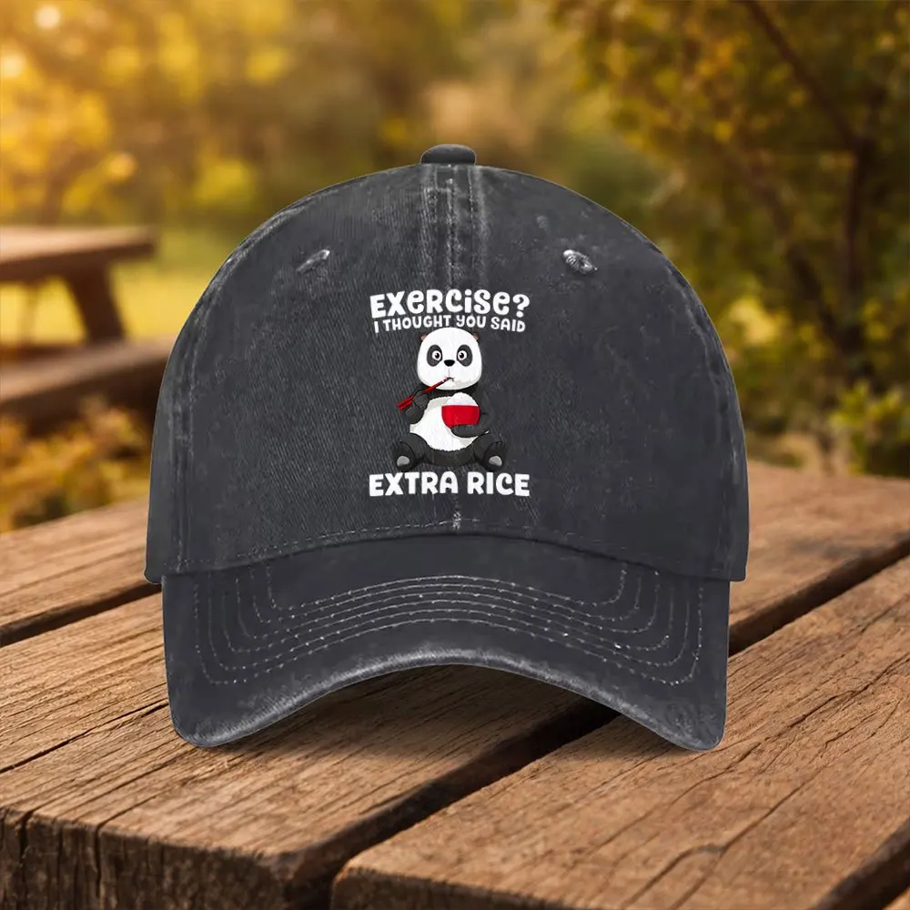 Panda Eating Rice Print Baseball Cap, Unisex Fashion Duckbill Hat, Suitable for Outdoor Sports, Fitness, Travel, and Outings, Mu
