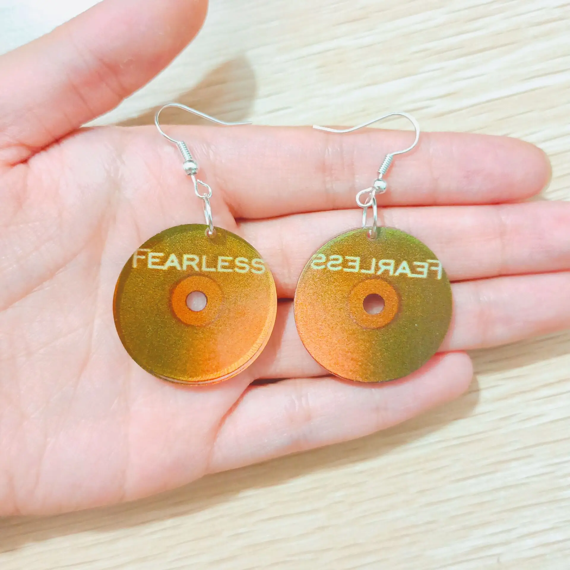 Y2k 1989 Acrylic Earrings Folk Love Fearless Color Circular Record Earring Ear Rings Jewelry for Women Gifts