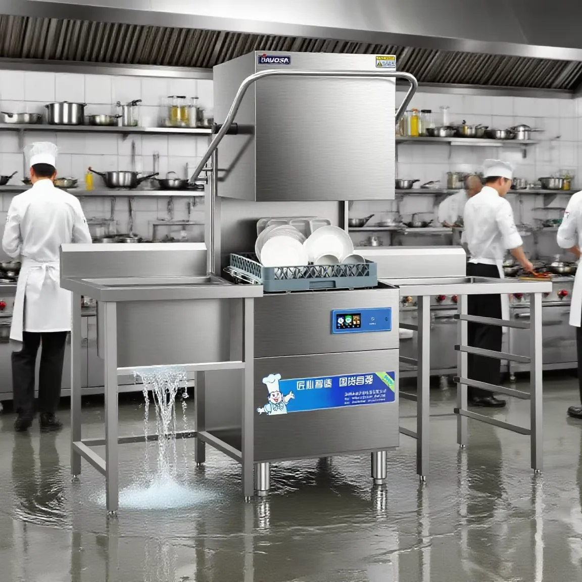 

Automatic Electric Commercial Dish Washer Stainless Steel Hood Type Dishwashing Machine For Hotel Restaurant