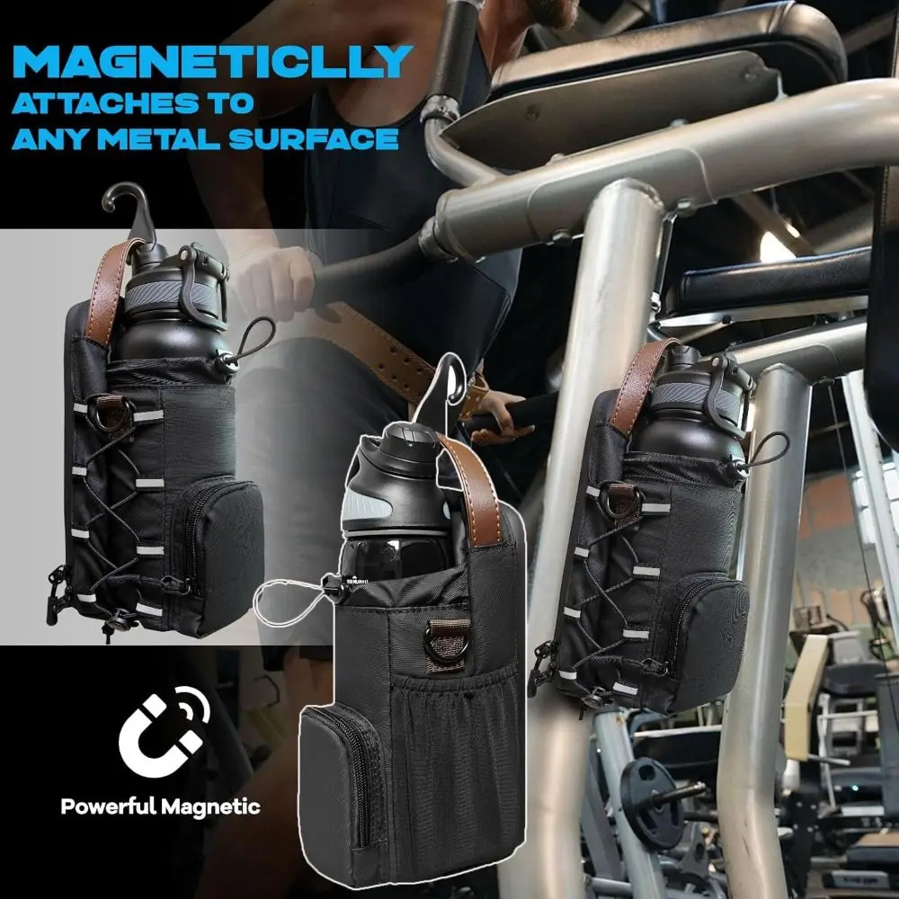 

New Large Capacity Magnetic Gym Bag Adjustable Shoulder Strap Removable Gym Magnetic Bag Extra Storage Pouch Water Bottle Holder