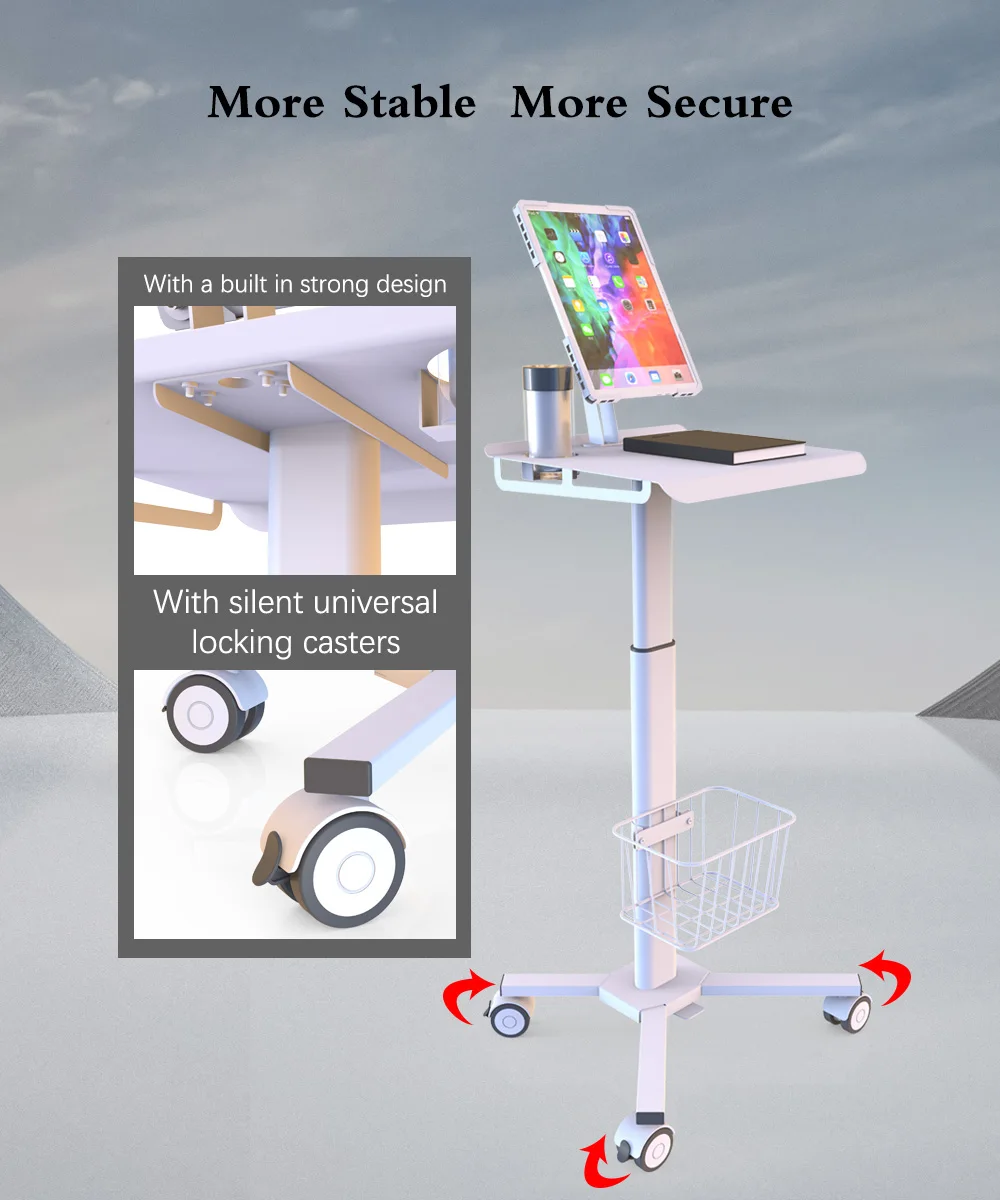 Mobile work station Mobile Medical Laptop Cart Tablet VESA  Hospital medical trolley