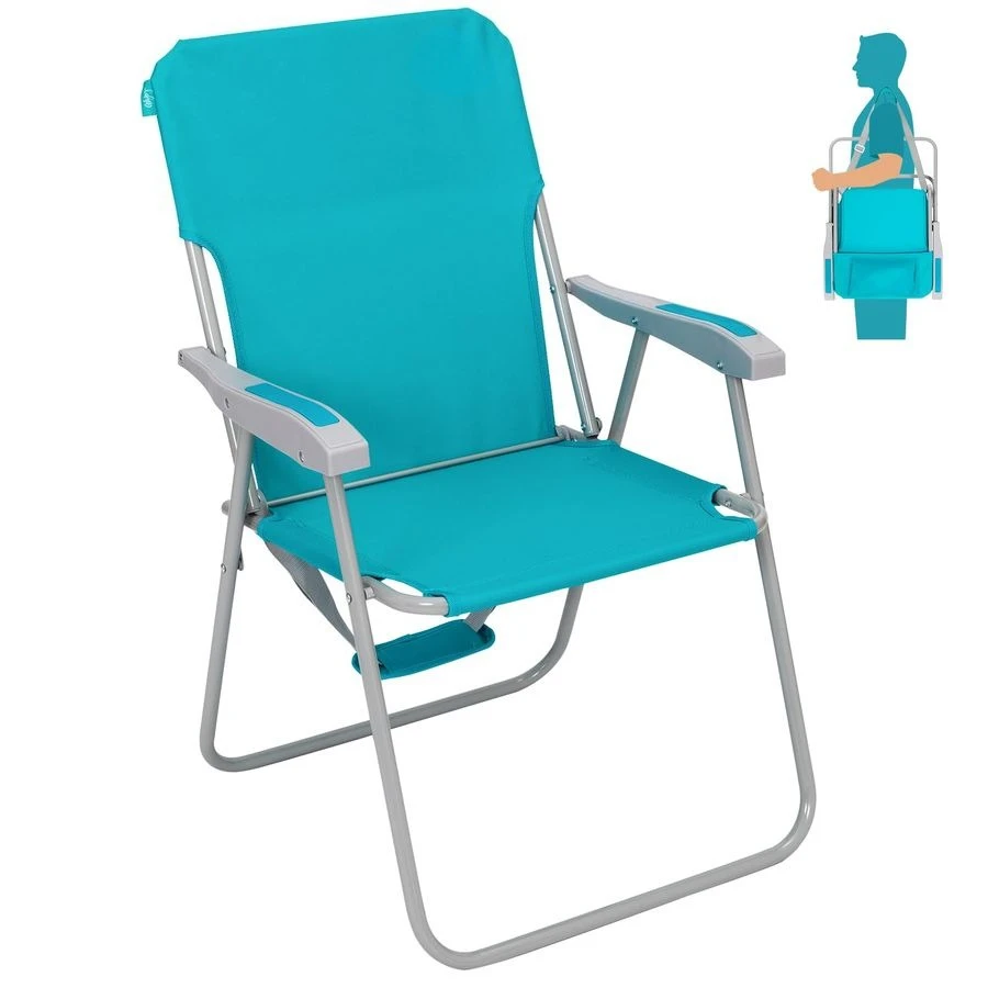 

Folding Beach Chair for Adults, Lightweight Beach Chair with Shoulder Straps, High Back Camping Chairs with Hard Armrest, Suppor