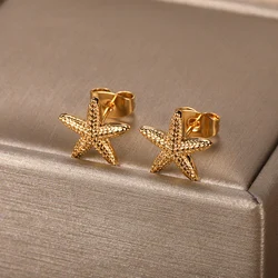 Simple Starfish Stud Earrings For Women Vintage Ocean Sea Star Stud Korea Fashion Jewelry Birthday Gifts