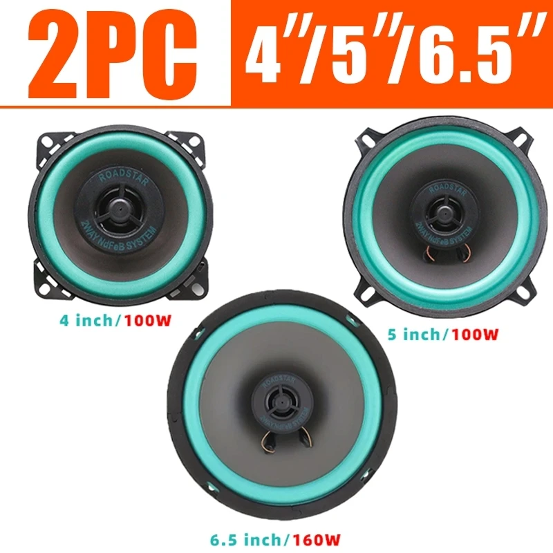 2PCS 4/5/6.5Inch Car Coaxial Speakers HiFi Car Door Subwoofer Universal Automotive Audio Music Full Range Truck Stereo Speaker