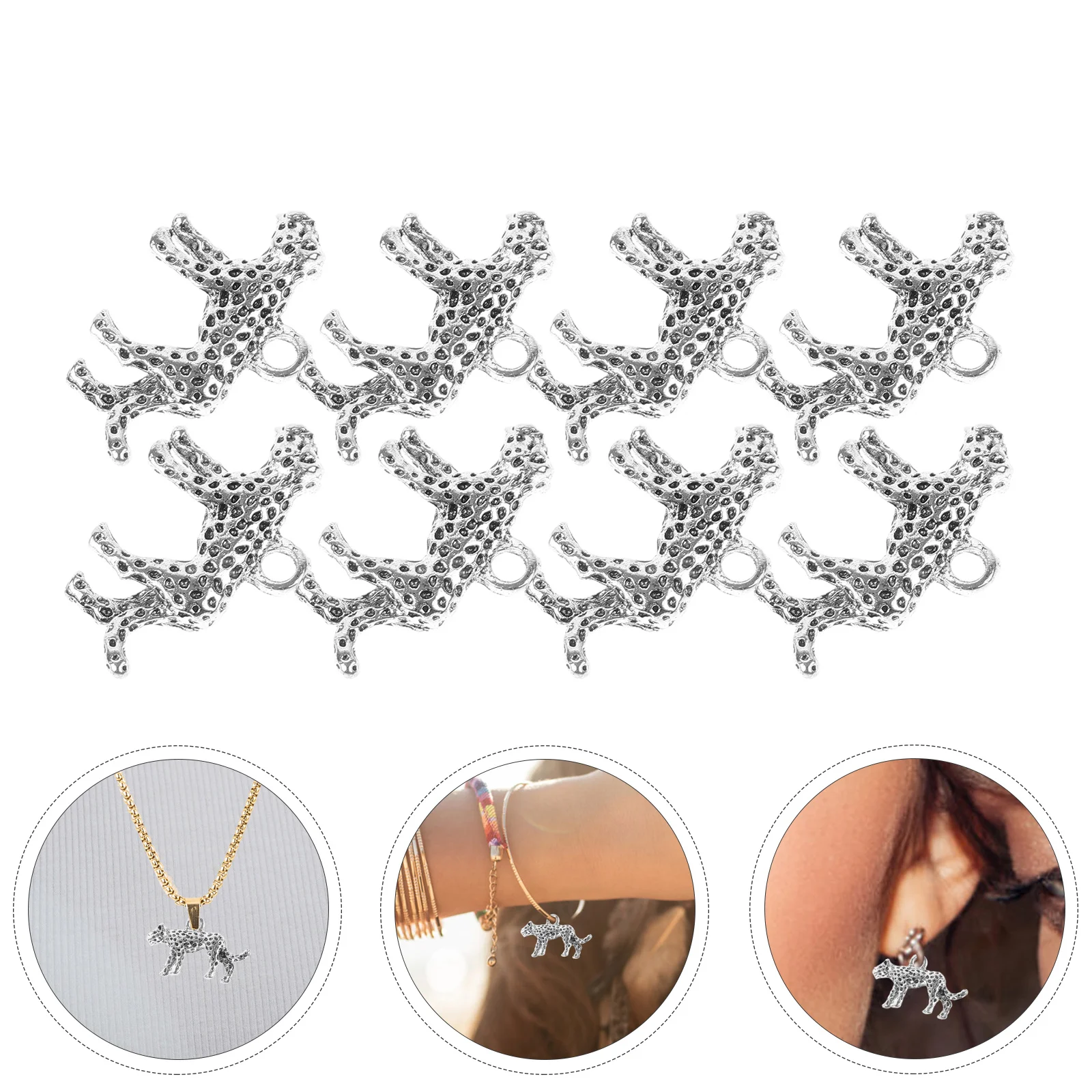 10Pcs 3D Leopard Pendants DIY Necklace Charms Metal Jewelry Decors Fun Party Accessories Charms for Necklaces Necklace Pendants