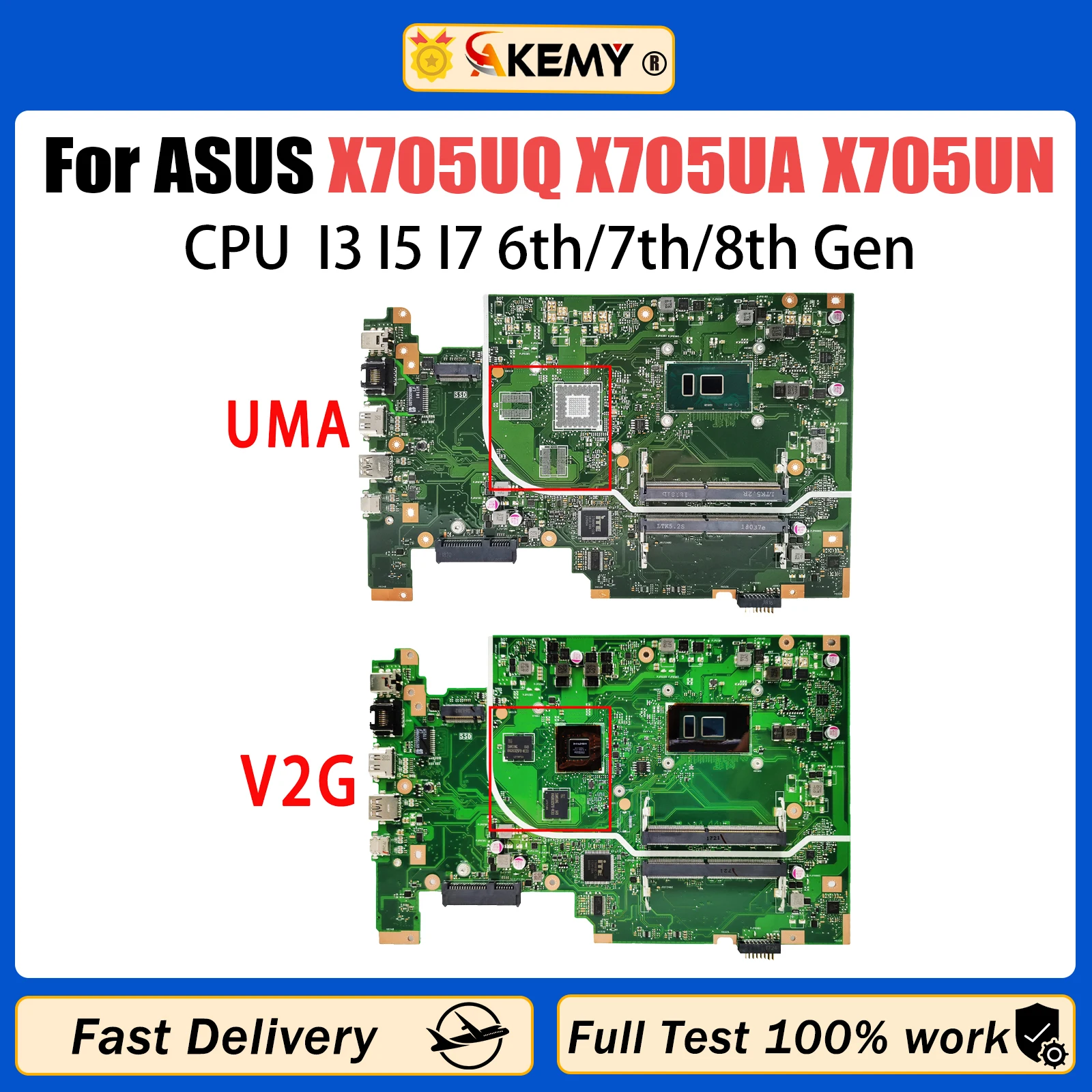 

Main board For ASUS X705UQ X705UV X705UN X705UB X705UVP X705UF X705UNR Laptop Motherboard 4415U I3 I5 I7 6th/7th/8th Gen CPU