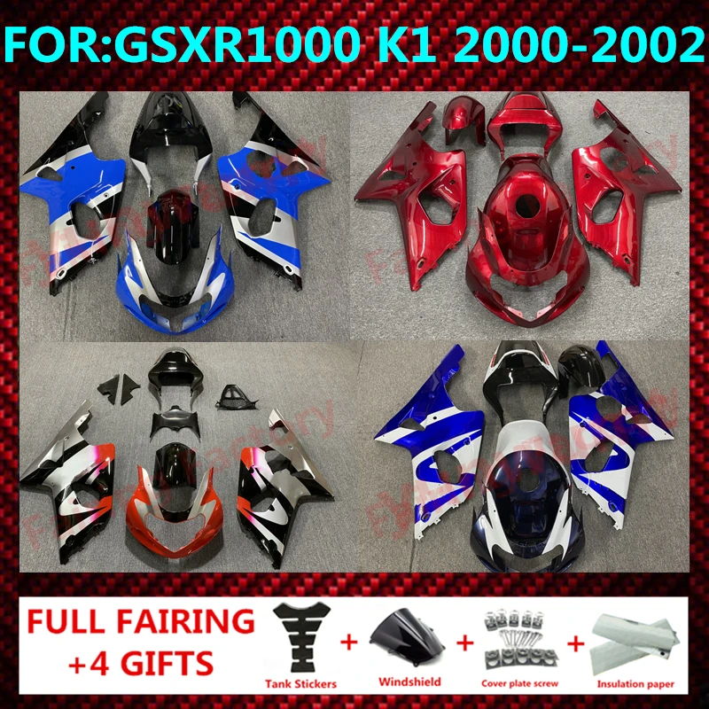 Motorcycle Fairings Kit for GSXR1000 00 01 02 GSXR 1000 K1 K2 2000 2001 2002 Injection mold Bodywork full fairing kits Set zxmt