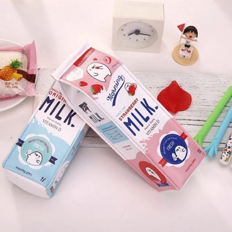 1 Pcs Kawaii Pencil Case Milk Square Gift Estuches School Pencil Box Pencilcase Pencil Bag School Supplies Stationery