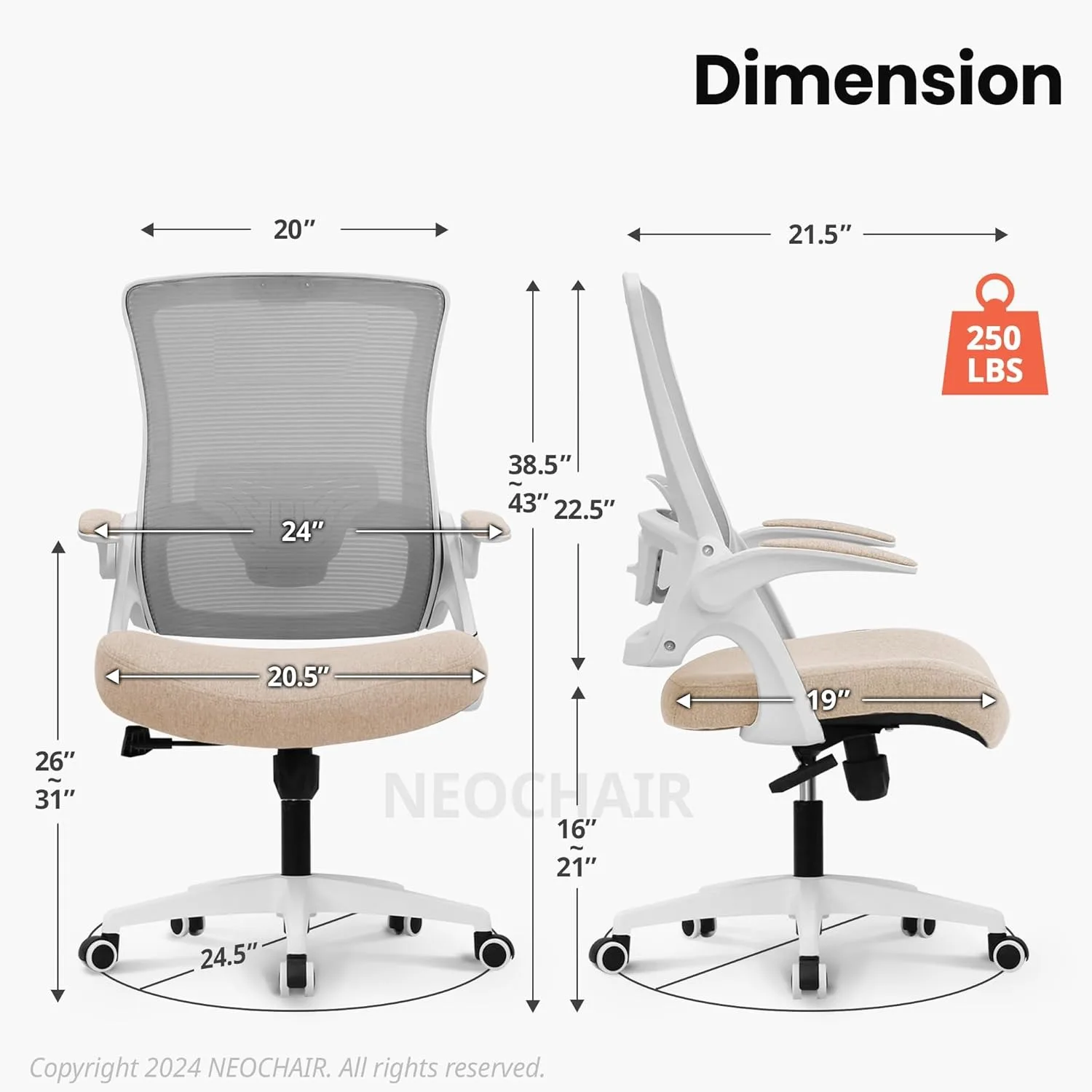 High Back Mesh Chair Adjustable Height and Ergonomic Design Home Office Computer Desk Chair