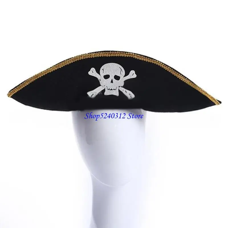 634C Fashion Tricorne Hat Cosplay Pirate Hat Stage Performances Cocked Hat Party Props Halloween Costume Hat Accessory