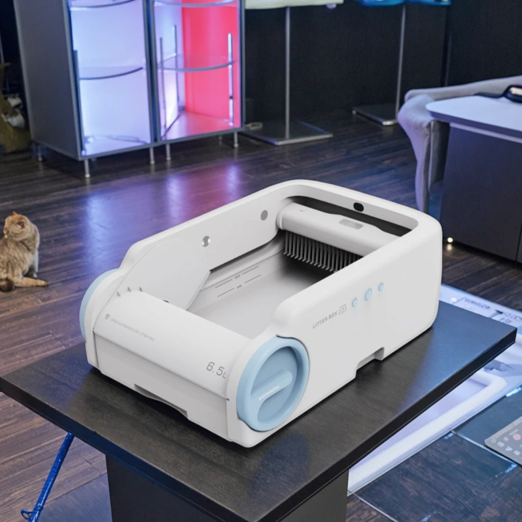 

Semi-Automatic Cat Toilet Litter Box with Infrared Beaming and Multiple Sensors Easy Clean Feature