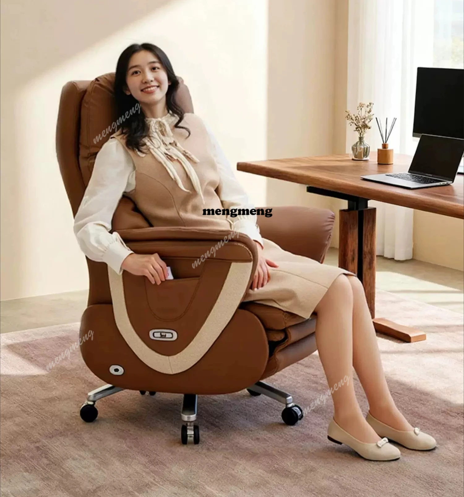 

Electric boss leather computer chair sedentary office massage chair nap recliner office chair business