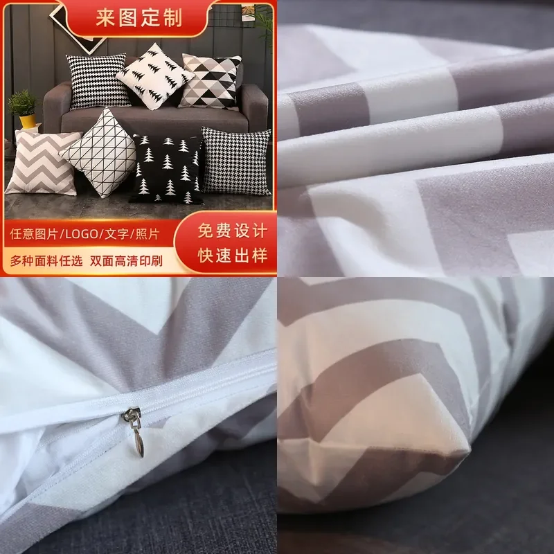 Laitu throw pillow custom logo short plush backrest cover linen pillowcase peach leather velvet sofa cushion cover throw