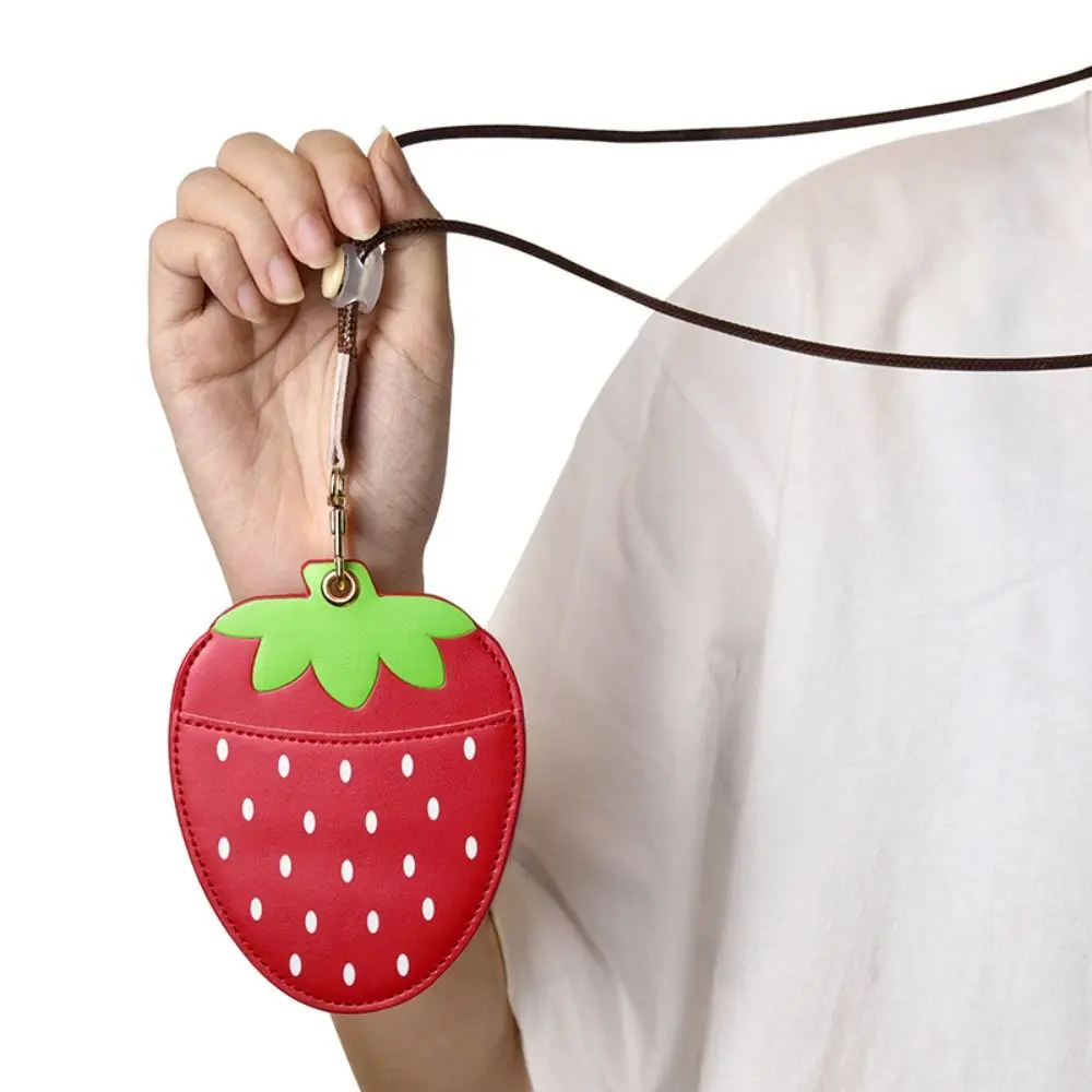 Long Lanyard Cartoon Fruit Card Holder Strawberry Lemon Work Card Badge Holder Creative Portable Bus Card sleeve Work