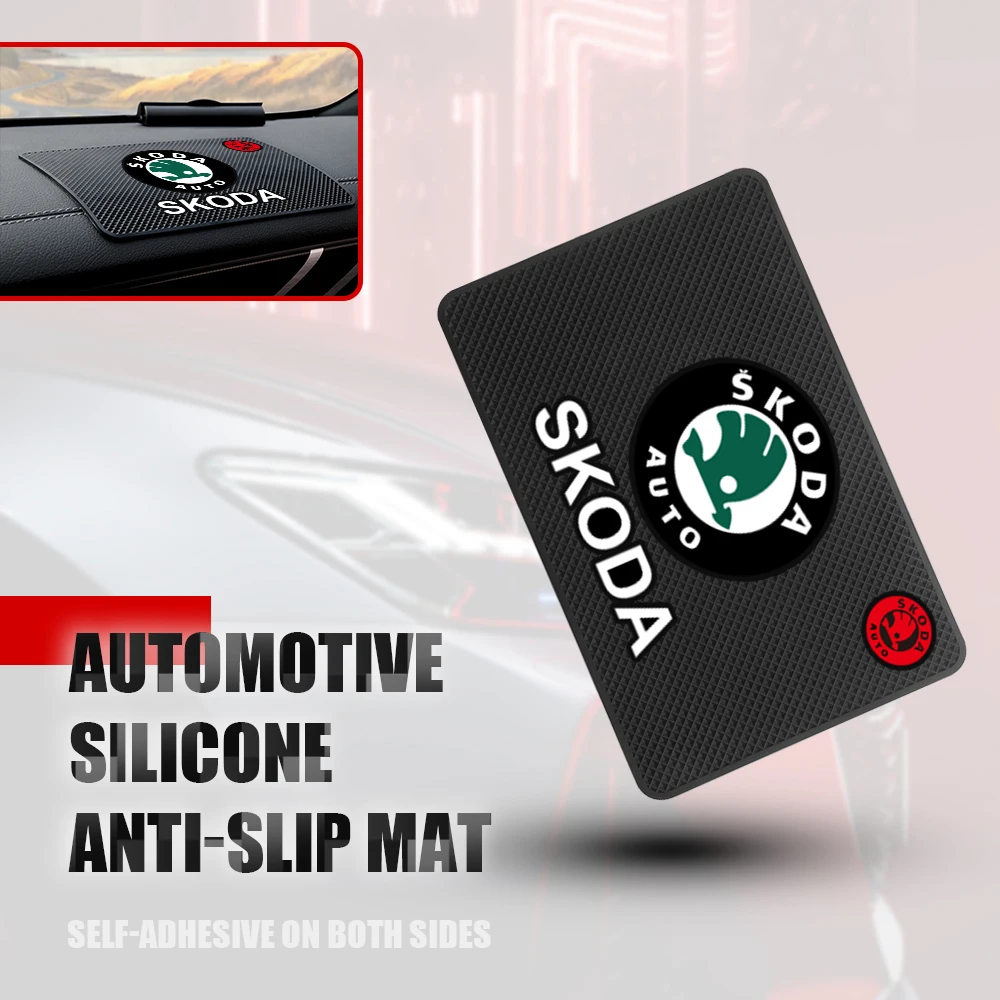 Silikon Auto Emblem Rutschfeste Armaturenbrett Matte Telefon Halter Pad Auto Dekor Für Skoda Fabia Rapid Superb Octavia A5 a7 2 Kodiaq Scala