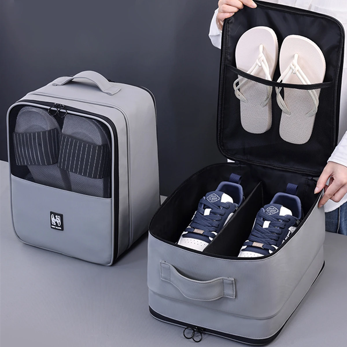 Sac de rangement de chaussures suspendu pliable, 1 pièce, avec boîte à roulettes, pour voyage d'affaires, rangement de chaussures de sport et de bottes, sacs de tri