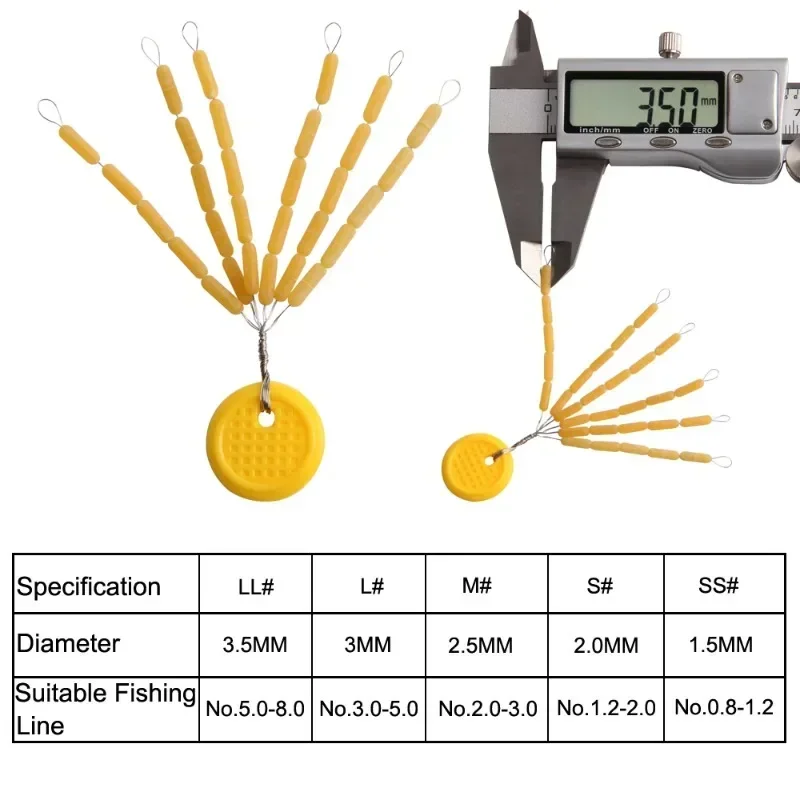 Rubber Space Beans Stopper, Fishing Bobber Stopper, Float Line Connector, Fishing Accessories, Yellow, 120 PCs/Bag