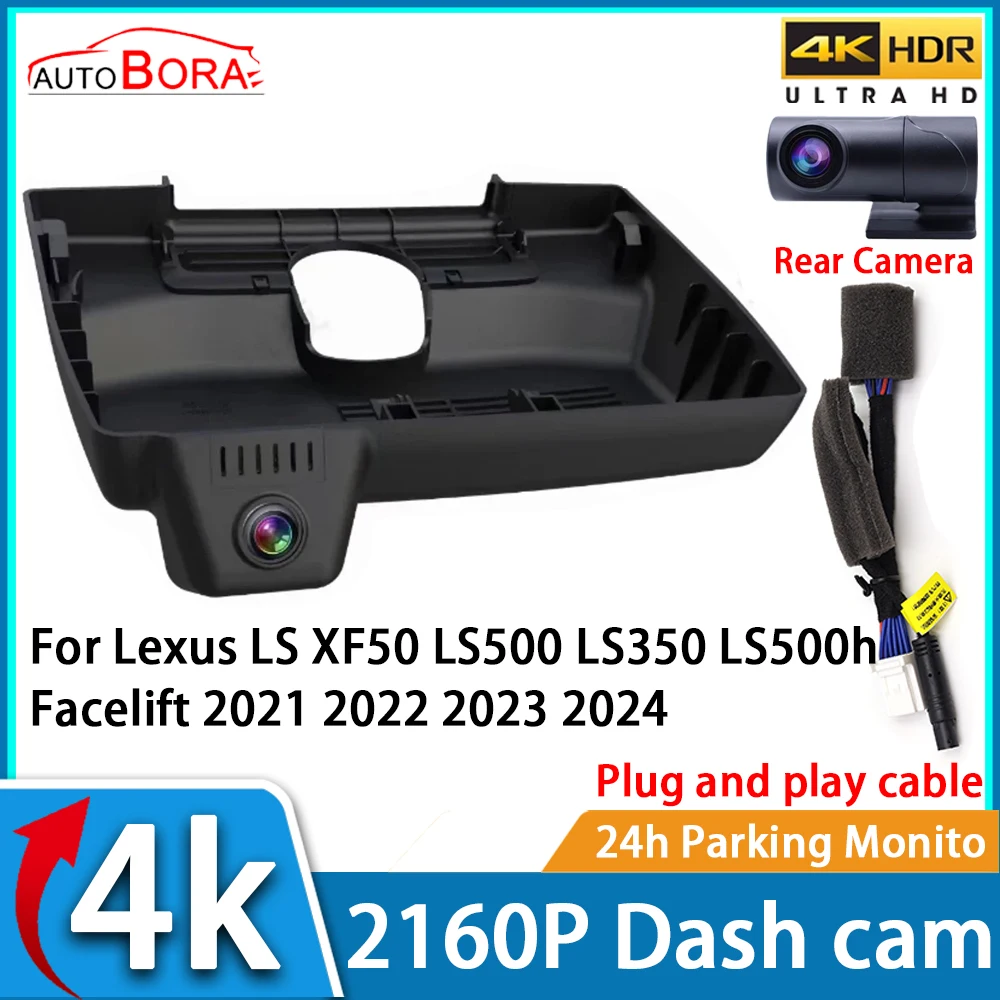 Videoregistratore per auto Visione notturna UHD 4K 2160P DVR Dash Cam per Lexus LS XF50 LS500 LS350 LS500h Facelift 2021 2022 2023 2024