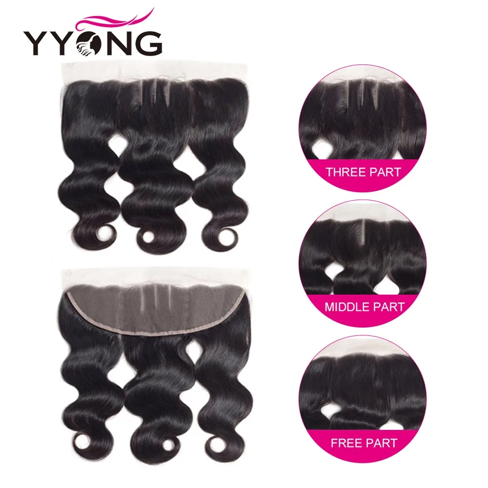 YYong 4 Bundles With Frontal Closure Brazilian Body Wave Remy Human Hair 13x4 Lace Frontal Closure With Bundles