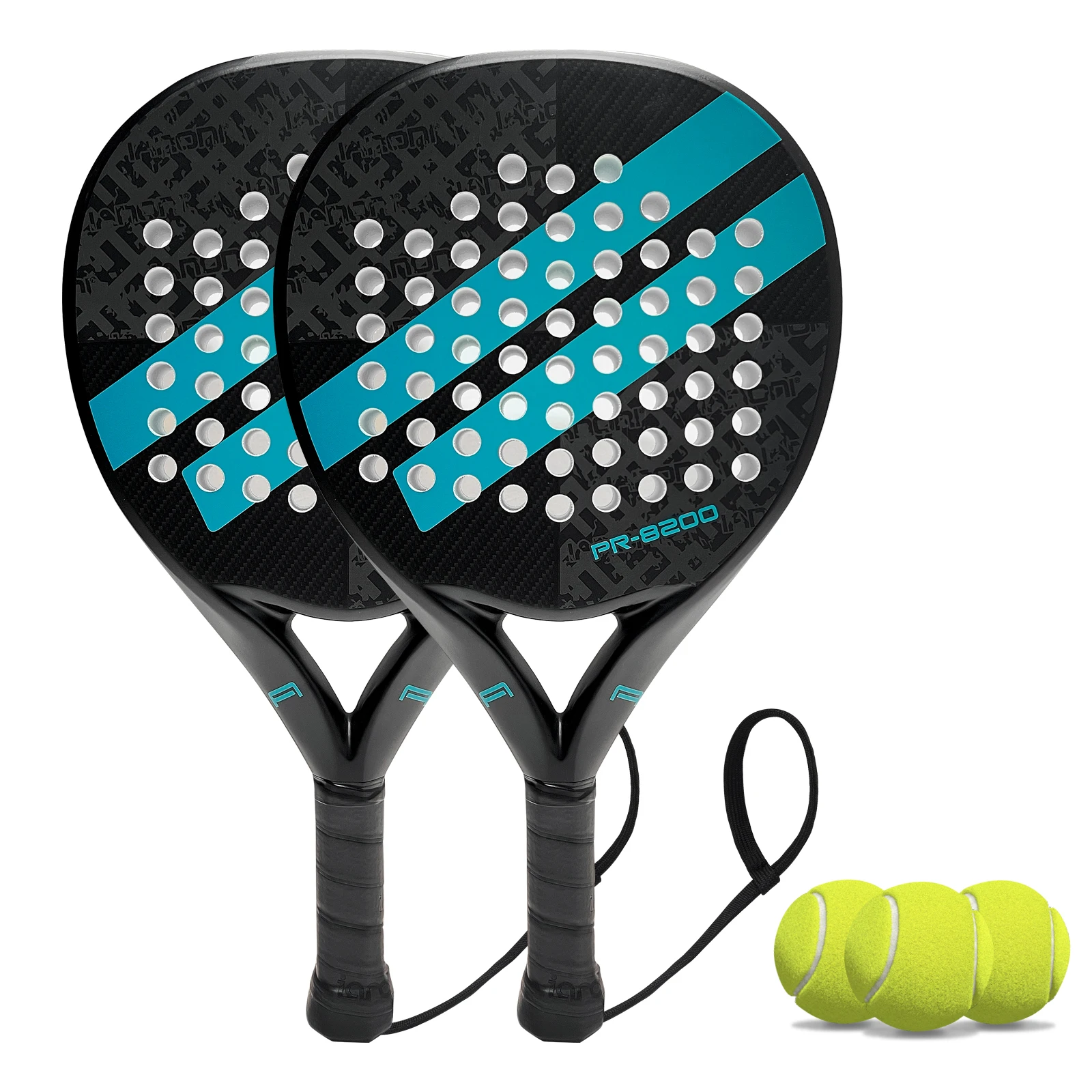 IANONI Padel Racket Set With 3 Balls Carbon Fiber Surface with EVA Memory Flex Foam Core Lightweight Padel Racquet