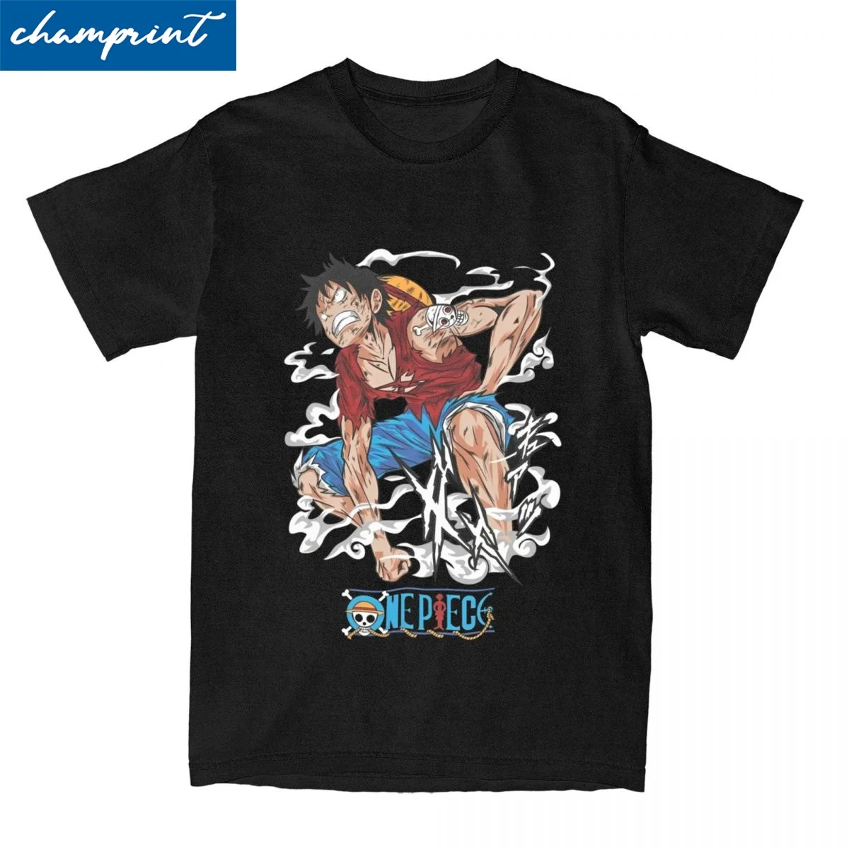 Aesthetic One Piece Luffy Tshirts Men Cotton Short Sleeve Anime Round Neck Summer Top Tee