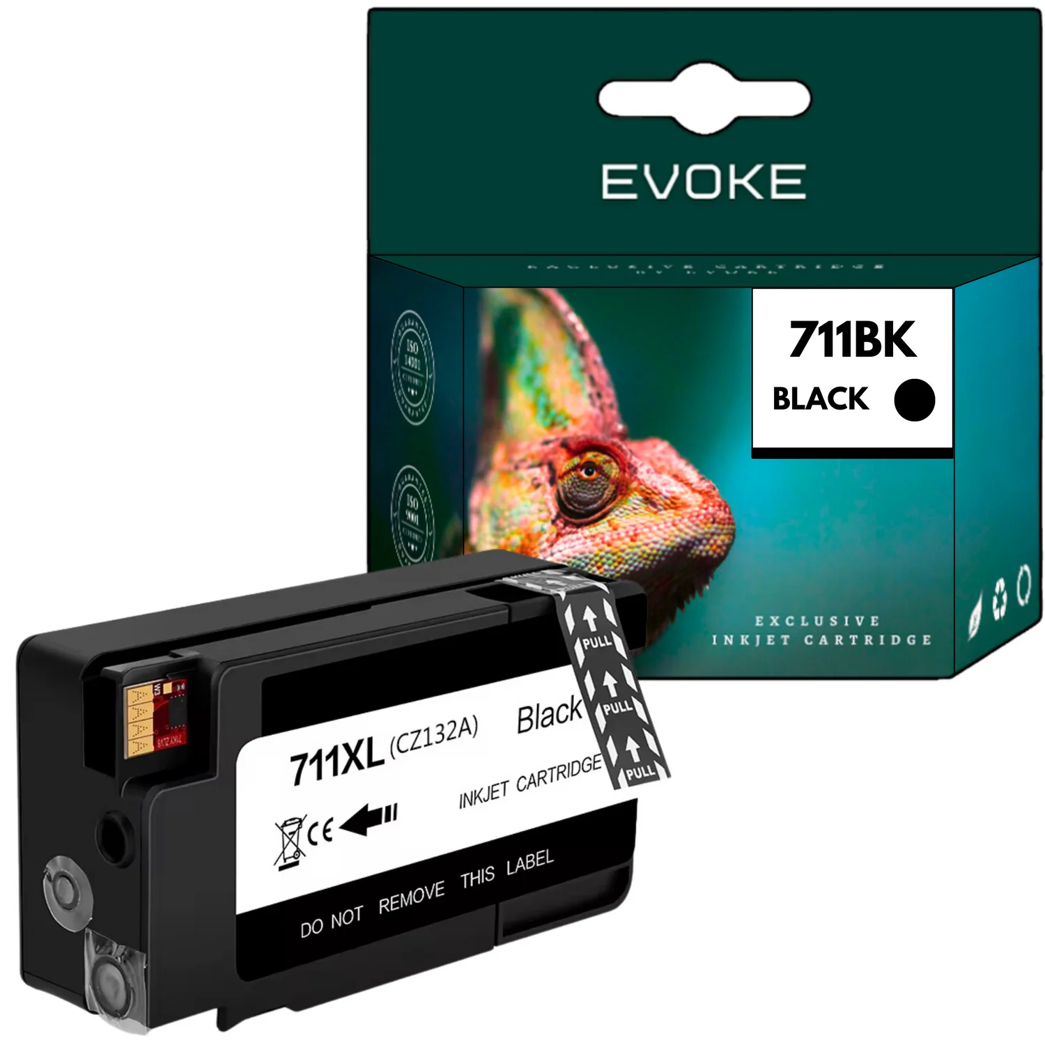 Evoke Compatibele Inkt voor Hp 711 Hp711 Cz133A Cz129A Zwart 75 ml 980 Pagina's Designjet T120 T125 T130 T520 T525 T530