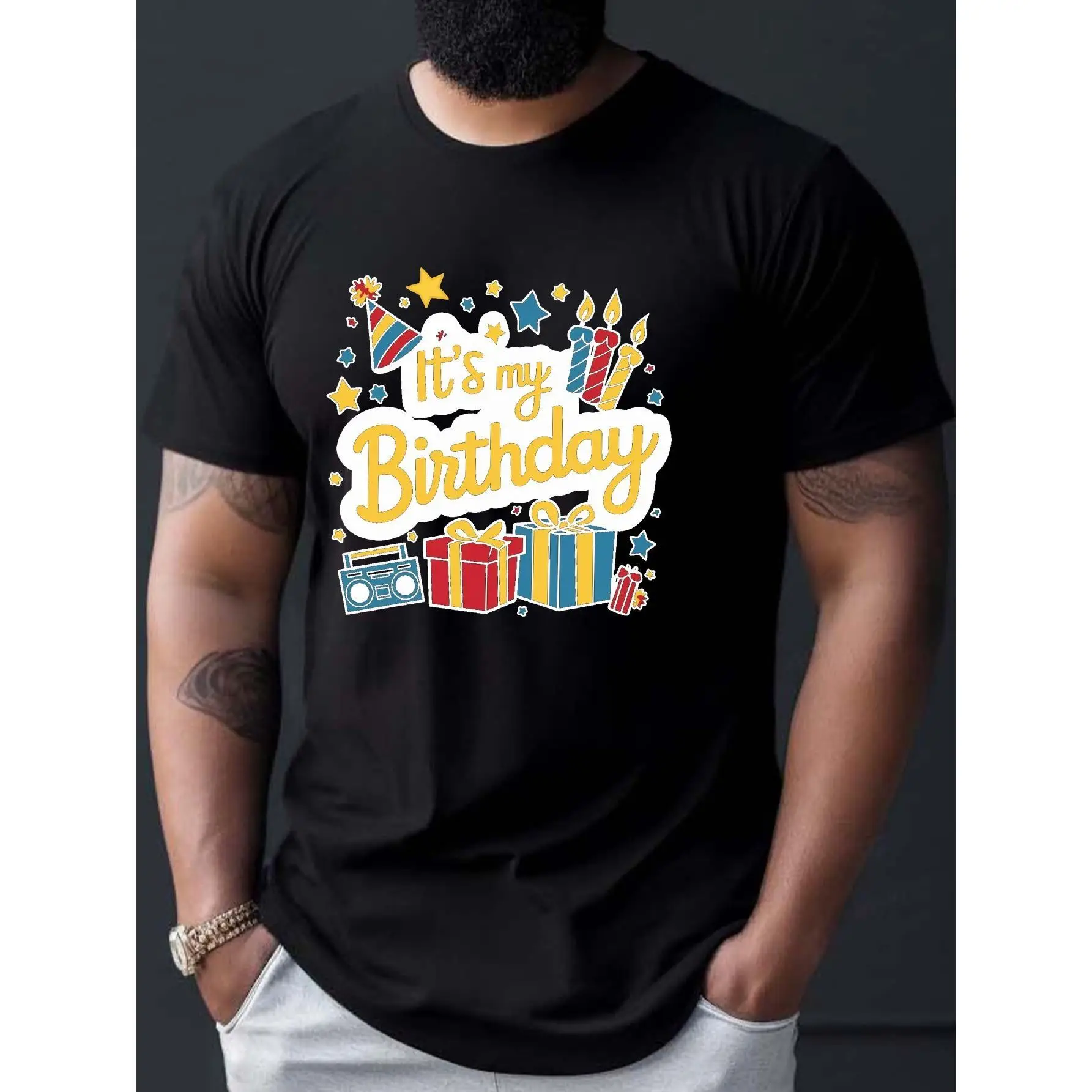 

It's My Birthday T-shirt Men Women Funny Birthday Party Graphic Tee Retro Gift Boombox Celebration Top