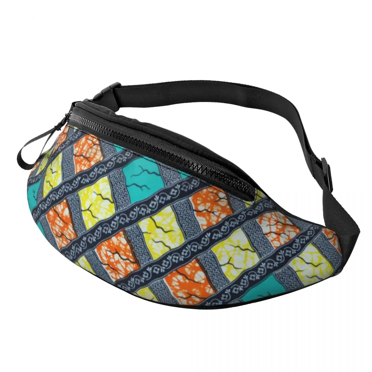 Custom African Ethnic Tribal Ankara Pattern Fanny Pack for Cycling Camping Women Men Crossbody Waist Bag Phone Money Pouch