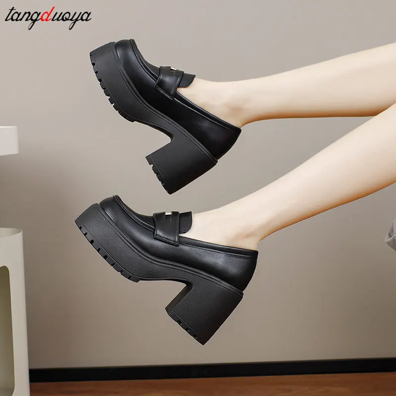 2024 Hot Sale High Heels Loafers Women Lolita Shoes Retro Chunky Heels Gothic Pumps Woman College JK Uniform Mary Jane Shoes