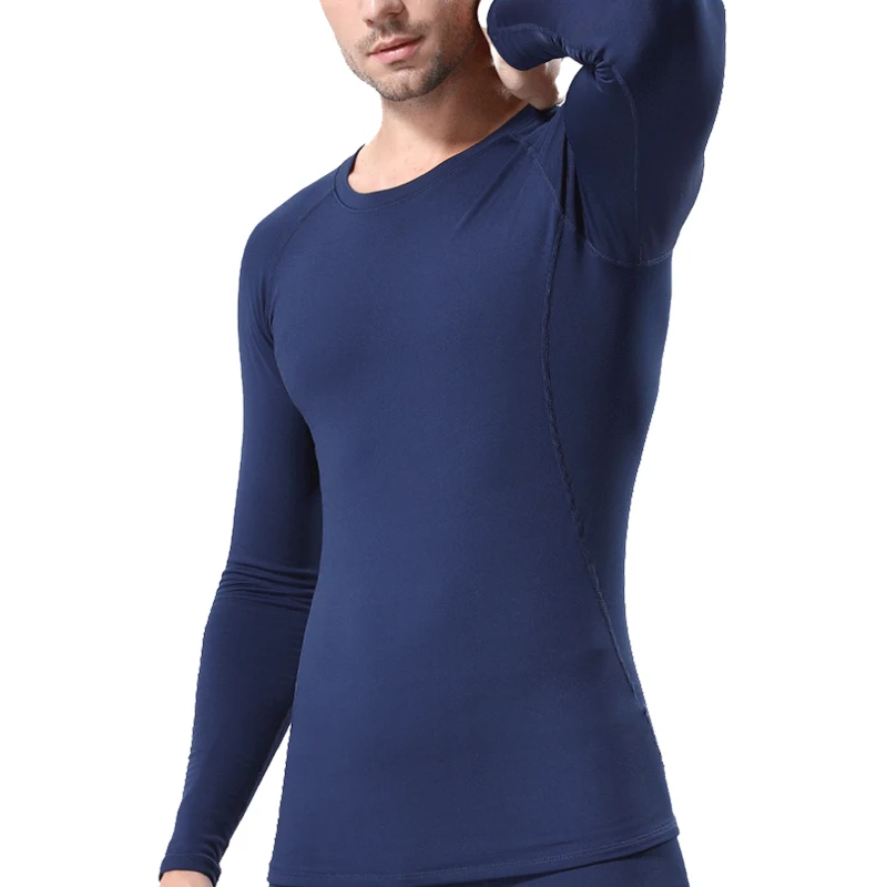 Winter Fleece Tees Compression Thermal Underwear Warm Mens Skiing Sports Tops Long Sleeve Solid Running T-Shirts