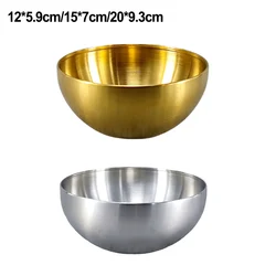 Thick Metal Rice Cereal Bowls 304 Stainless Steel Bowl Double Walled Ice Cream Soup Bowls Heat Insulated Mixing Bowl