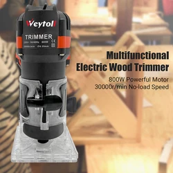 Weybike-Multifuncional Elétrica Wood Trimmer, Madeira Router, Laminado Trimmer, Slotting Professional, 800W, 30000r/min