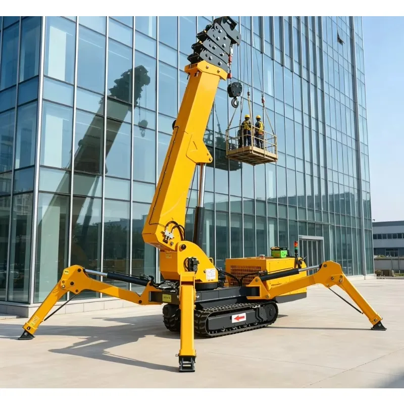 2-Ton Spider Crane Small Crawler Crane Tracked Crane Portable Spider Lift Hydraulic Multi Angle Lifting Customized Function