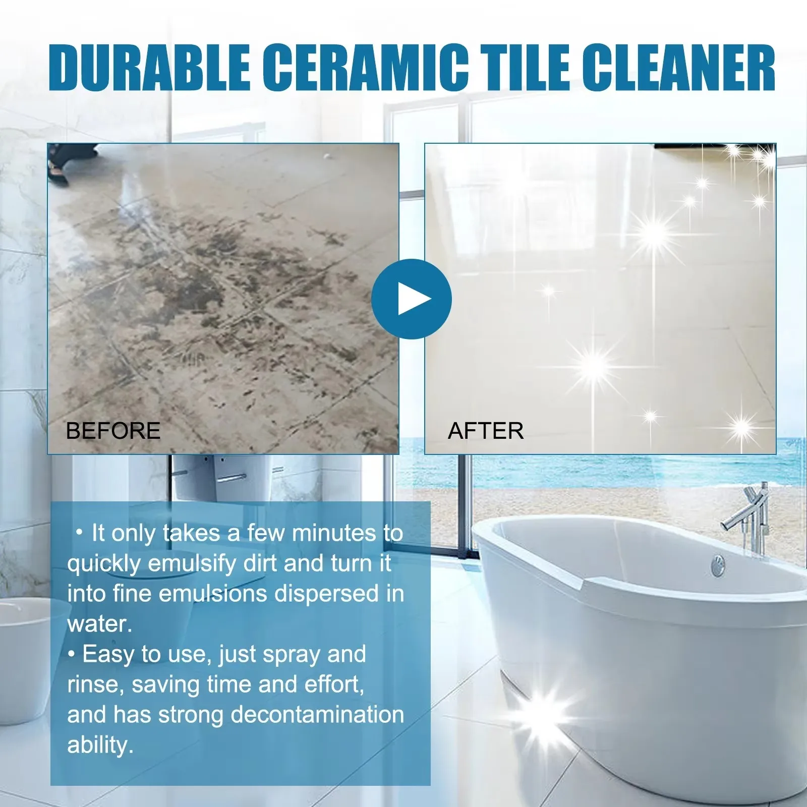 Porcelain Tile Marble Cleaning Spray Rust Stains Removal Decontamination Floor Cleaner Moisture Proof Ceramic Tile Maintenance